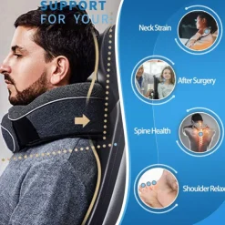 Travel Neck Pillow Chin Support Pillow Adjustable 100% Pure Memory Foam, New Ergonomic Design Soft Best Full Neck Surround Pillow Sleep for Home, Airplanes & Car