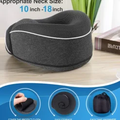Travel Neck Pillow Chin Support Pillow Adjustable 100% Pure Memory Foam, New Ergonomic Design Soft Best Full Neck Surround Pillow Sleep for Home, Airplanes & Car