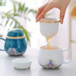 Travel Tea Set Ceramic Portable Lucky Cat Tea Mug - Perfect for Travel, Office, or as a Gift!