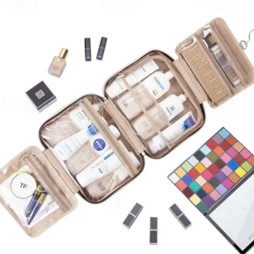 Travel Toiletry Bag for Women & Men, Waterproof Makeup Bag with Hanging Hook and Multiple Pockets, Cosmetic Bags for Women, Travel Essentials,