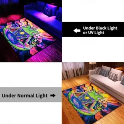 Tree of Life Blacklight Rug Carpet Floor Mat UV Reactive Glow in the Dark Rug Large Non-Slip Rug Mat Carpet for Room Decor