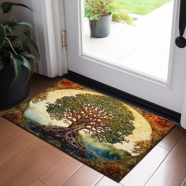 Tree of Life Painting Doormat Floor Mats Washable Rugs Kitchen Mat Non-Slip Oil Proof Rug Indoor Outdoor Mat Bedroom Decor Bathroom Mat Entrance Rug