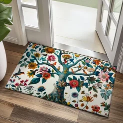 Tree of Life with Birds Doormat Floor Mats Washable Rugs Kitchen Mat Non-Slip Oil Proof Rug Indoor Outdoor Mat Bedroom Decor Bathroom Mat Entrance Rug