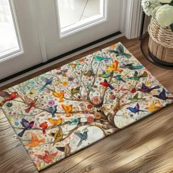 Tree of Life with Birds Doormat Floor Mats Washable Rugs Kitchen Mat Non-Slip Oil Proof Rug Indoor Outdoor Mat Bedroom Decor Bathroom Mat Entrance Rug