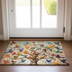 Tree of Life with Birds Doormat Floor Mats Washable Rugs Kitchen Mat Non-Slip Oil Proof Rug Indoor Outdoor Mat Bedroom Decor Bathroom Mat Entrance Rug