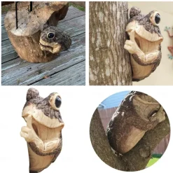 Tree Sculpture Adorable Frog Tree peeker Yard Decoration Garden peeker Tree Hugger Outdoor Statues Sloth Hug Decorations Garden