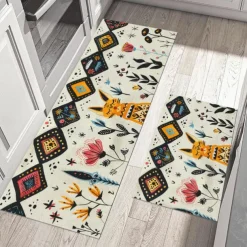 Tribal Pattern Area Rug Kitchen Mat Non-Slip Oil Proof Floor Mat Livingroom Rug Indoor Outdoor Mat Bedroom Decor Bathroom Mat Entrance Rug Door Mat