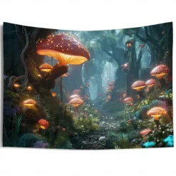 Trippy Forest Mushrooms Hanging Tapestry Wall Art Large Tapestry Mural Decor Photograph Backdrop Blanket Curtain Home Bedroom Living Room Decoration