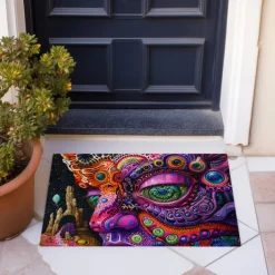 Trippy Psychedelic Monster Doormat Non-Slip Oil Proof Rug Indoor Outdoor Mat Bedroom Decor Bathroom Mat Entrance Rug Door Mat