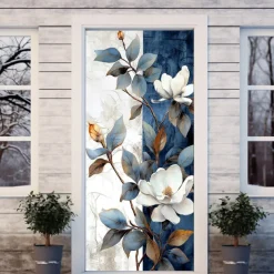 Tropical Flowers Door Decorations Door Covers Door Tapestry Door Curtain Decoration Backdrop Indoor/Outdoor Door Banner for Front Door Farmhouse