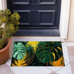 Tropical Leaves Doormat Non-Slip Oil Proof Rug Indoor Outdoor Mat Bedroom Decor Bathroom Mat Entrance Rug Door Mat