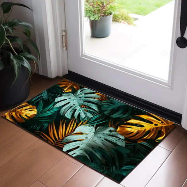 Tropical Leaves Doormat Non-Slip Oil Proof Rug Indoor Outdoor Mat Bedroom Decor Bathroom Mat Entrance Rug Door Mat