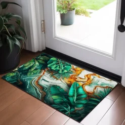 Tropical Leaves Doormat Non-Slip Oil Proof Rug Indoor Outdoor Mat Bedroom Decor Bathroom Mat Entrance Rug Door Mat