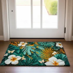 Tropical Leaves Doormat Non-Slip Oil Proof Rug Indoor Outdoor Mat Bedroom Decor Bathroom Mat Entrance Rug Door Mat