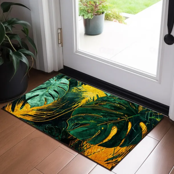 Tropical Leaves Doormat Non-Slip Oil Proof Rug Indoor Outdoor Mat Bedroom Decor Bathroom Mat Entrance Rug Door Mat