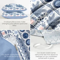 Tropical Palm Trees Duvet Cover Full Size Bedding Set Bed Sets Quilt Cover Soft Lightweight Comforter Cover with 2 Pillowcases for Summer Spring