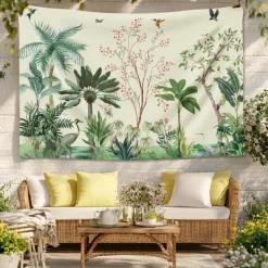 Tropical Plants Birds Hanging Tapestry Wall Art Large Tapestry Mural Decor Photograph Backdrop Blanket Curtain Home Bedroom Living Room Decoration