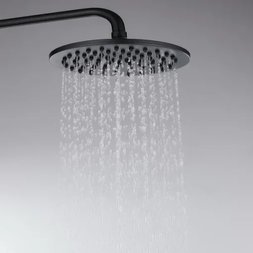 Two Handles Shower Systerm Set, Black Brass Faucet Three Holes Adjustable Electroplated Rainfall High Pressure Shower Mixer Taps with Rain Shower and Hand Shower