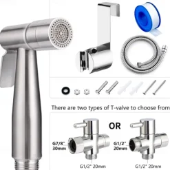 Two Ways 304 Stainless Steel Toilet Handheld Shattaf Bidet Sprayer Shower Heads Set Shower Faucet Accessories Muslim Shower G1/2 or G7/8