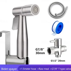 Two Ways 304 Stainless Steel Toilet Handheld Shattaf Bidet Sprayer Shower Heads Set Shower Faucet Accessories Muslim Shower G1/2 or G7/8