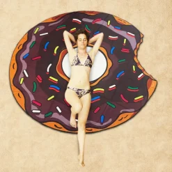 Ultra Fine Fiber Shaped Beach Towel Gigantic Pink Donut Beach Blanket– Fun Beach Blanket Perfect for The Beach, Pool, Lake and More