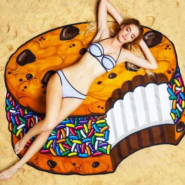 Ultra Fine Fiber Shaped Beach Towel Gigantic Pink Donut Beach Blanket– Fun Beach Blanket Perfect for The Beach, Pool, Lake and More