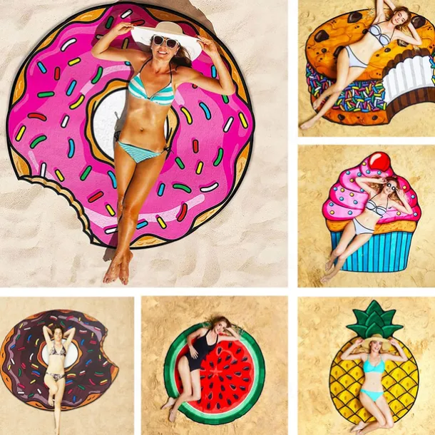 Ultra Fine Fiber Shaped Beach Towel Gigantic Pink Donut Beach Blanket– Fun Beach Blanket Perfect for The Beach, Pool, Lake and More
