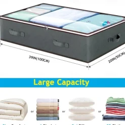 Under Bed Storage Containers, Closet Organizers and Storage Bins, Foldable Underbed Storage Bags for Blankets, Towels, Comforter, Sweaters, Pillows, Linen Sheets, Wrapping Paper