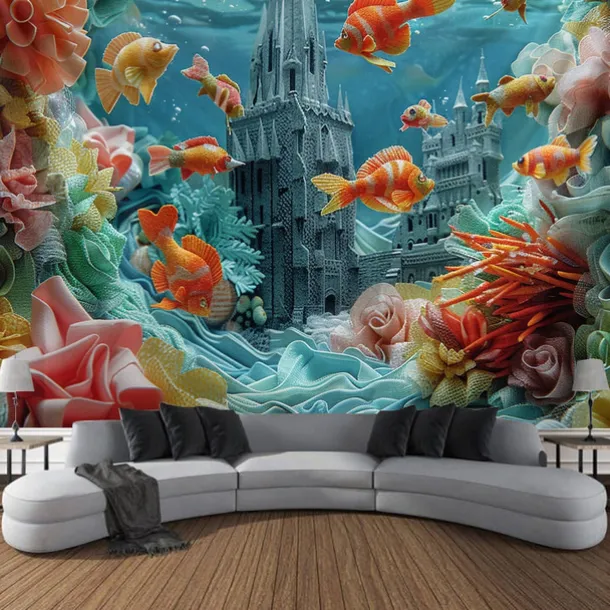 Undersea Landscape Hanging Tapestry Wall Art Large Tapestry Mural Decor Photograph Backdrop Blanket Curtain Home Bedroom Living Room Decoration