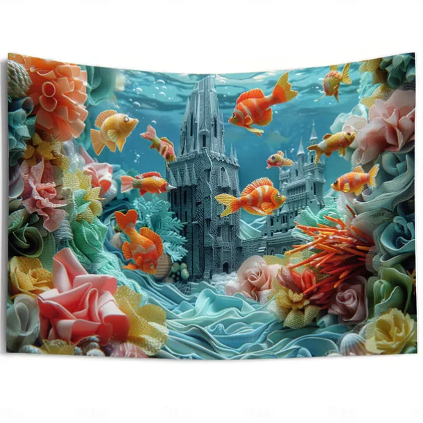 Undersea Landscape Hanging Tapestry Wall Art Large Tapestry Mural Decor Photograph Backdrop Blanket Curtain Home Bedroom Living Room Decoration