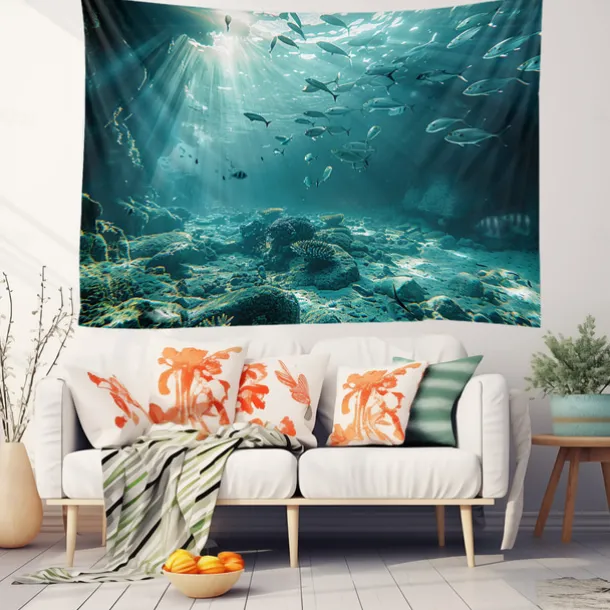 Undersea Landscape Hanging Tapestry Wall Art Large Tapestry Mural Decor Photograph Backdrop Blanket Curtain Home Bedroom Living Room Decoration