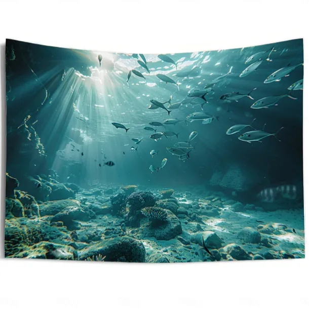 Undersea Landscape Hanging Tapestry Wall Art Large Tapestry Mural Decor Photograph Backdrop Blanket Curtain Home Bedroom Living Room Decoration