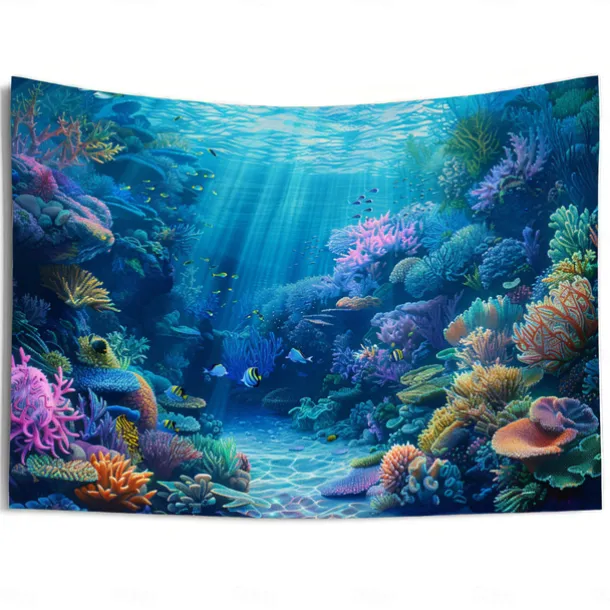 Undersea Landscape Hanging Tapestry Wall Art Large Tapestry Mural Decor Photograph Backdrop Blanket Curtain Home Bedroom Living Room Decoration