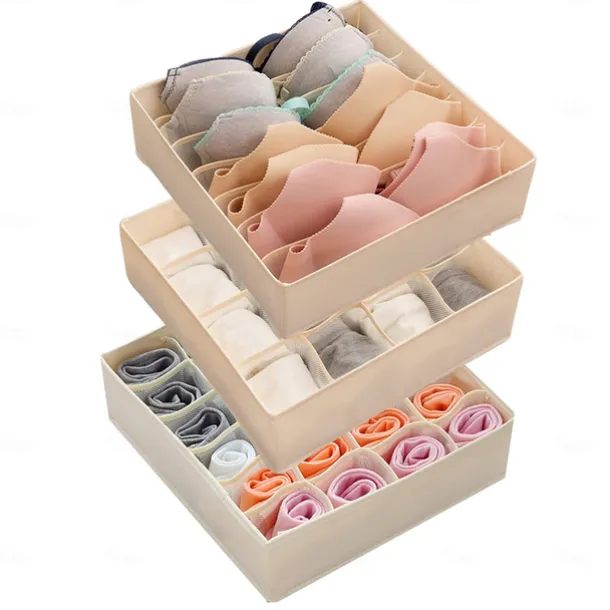 Underwear Bra Storage Box Household Korean Cloth Oxford Cloth Covered Bra Socks Storage 32X32X10cm