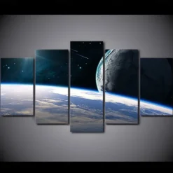 Unframed 5 Panels Space Universe earth light painting canvas art painting wall art