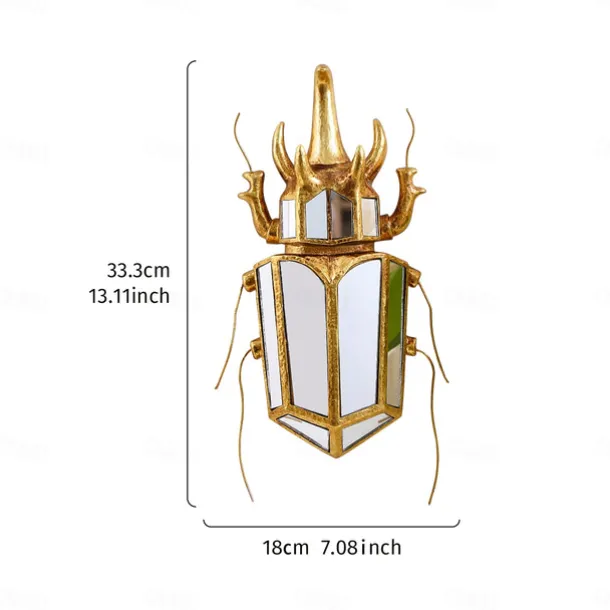 Unicorn Beetle Mirror Design Wall Mounted Decoration Gold Wall Decoration Beetle Glass Mirrored Handmade 3
