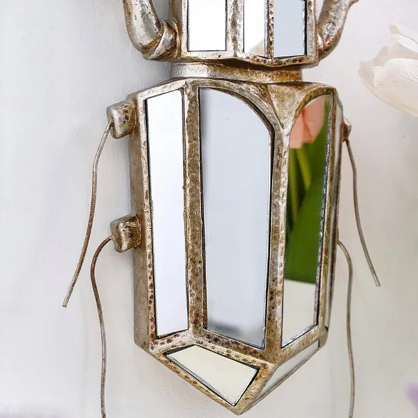 Unicorn Beetle Mirror Design Wall Mounted Decoration Gold Wall Decoration Beetle Glass Mirrored Handmade 3