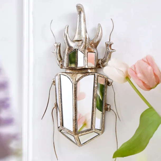 Unicorn Beetle Mirror Design Wall Mounted Decoration Gold Wall Decoration Beetle Glass Mirrored Handmade 3