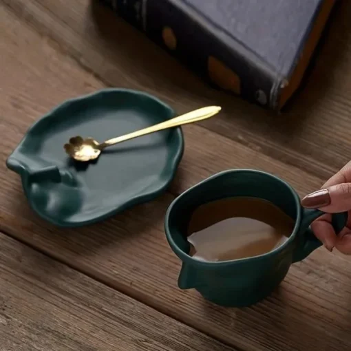 Unique Face Shaped Water Cup With Saucer, Creative Coffee Cup Set, Microwave And Dishwasher Safe
