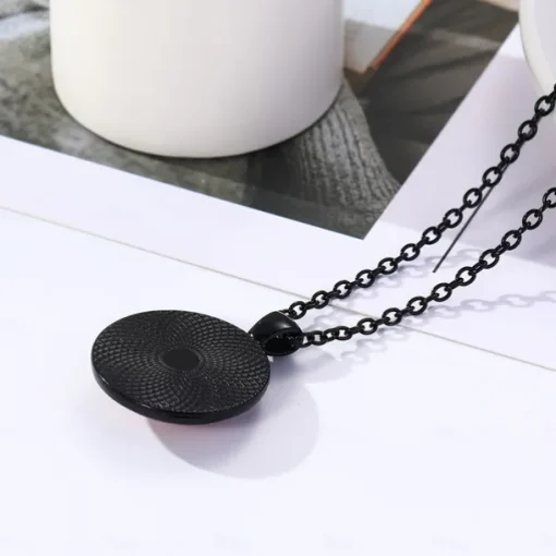 Unique Glass Pendant Necklace - Luminous Silhouette, Glowing Green, Metallic Chain for Night Events