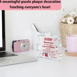Unique Puzzle-Shaped Acrylic Ornament For Your Sister Perfect Inspirational Gift For Birthdays Holidays Table Decoration And Home Decor