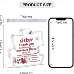 Unique Puzzle-Shaped Acrylic Ornament For Your Sister Perfect Inspirational Gift For Birthdays Holidays Table Decoration And Home Decor