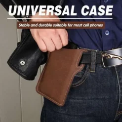 Universal Leather Case Waist, Father's Day Gifts Leather Cell Phone Holster, Universal Case Waist Bag Sheath with Belt Loop, Universal Upright Phone Bag Belt Clip