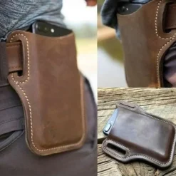 Universal Leather Case Waist, Father's Day Gifts Leather Cell Phone Holster, Universal Case Waist Bag Sheath with Belt Loop, Universal Upright Phone Bag Belt Clip