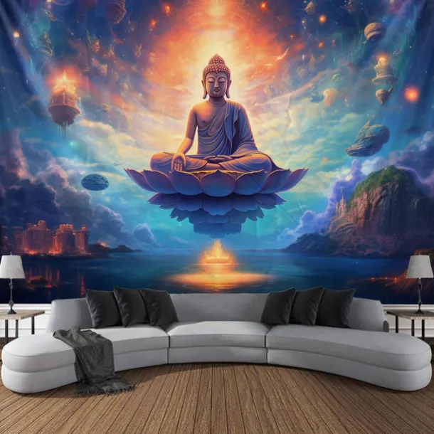 Universe Buddha Hanging Tapestry Boho Wall Art Large Tapestry Mural Decor Photograph Backdrop Blanket Curtain Home Bedroom Living Room Decoration