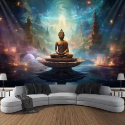 Universe Buddha Hanging Tapestry Boho Wall Art Large Tapestry Mural Decor Photograph Backdrop Blanket Curtain Home Bedroom Living Room Decoration
