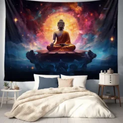 Universe Buddha Hanging Tapestry Boho Wall Art Large Tapestry Mural Decor Photograph Backdrop Blanket Curtain Home Bedroom Living Room Decoration