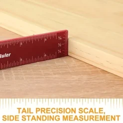Upgrade Your Woodworking with this Precision Pocket Ruler: Aluminum Slide Ruler with Inch and Metric Measurements, T-Type Scribing, and Square Layout Tool