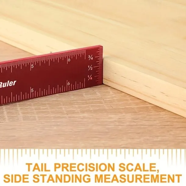 Upgrade Your Woodworking with this Precision Pocket Ruler: Aluminum Slide Ruler with Inch and Metric Measurements, T-Type Scribing, and Square Layout Tool