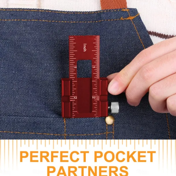 Upgrade Your Woodworking with this Precision Pocket Ruler: Aluminum Slide Ruler with Inch and Metric Measurements, T-Type Scribing, and Square Layout Tool